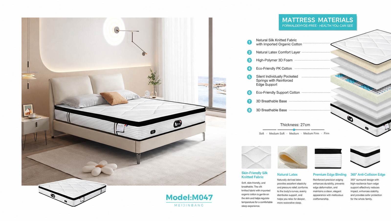 Model M047 mattress construction details